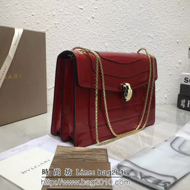 BVLGARI寶格麗 專櫃新品 升級版牛漆皮 雙層蛇頭包 鏈條單肩斜挎包 B35106 FYD1389